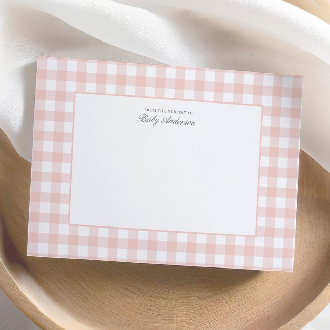 Klassisk Rosa Gingham Baby Shower - tackkort Tack Kort (Skapare uppladdad)