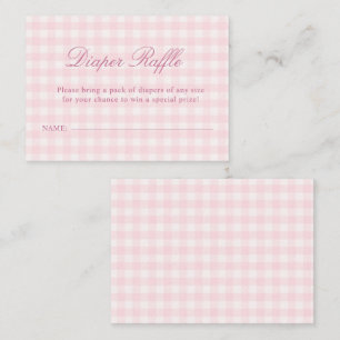 Klassisk rosa gingham-babyshower Tjejbyxlotteri Tilläggskort