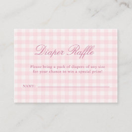 Klassisk rosa gingham-babyshower Tjejbyxlotteri Tilläggskort