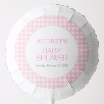 Klassisk Rosa Gingham Girl Baby Shower