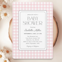 Klassisk Rosa Gingham Girl Baby Shower