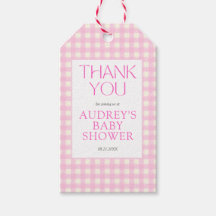 Klassisk Rosa Gingham Girl Baby Shower