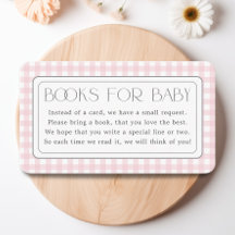 Klassisk Rosa Gingham Girl Bokar for Baby Shower