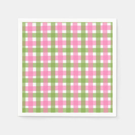 Klassisk rosa grön Gingham-fest Pappersservett