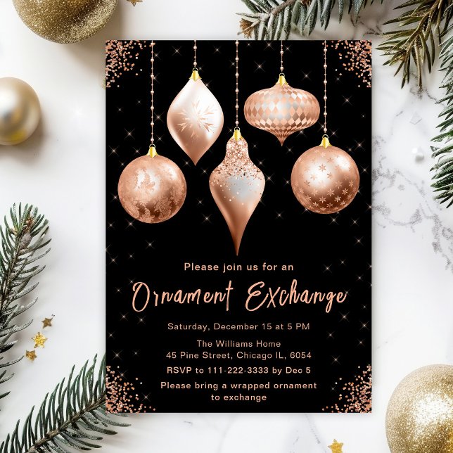 Klassisk Rosa Guld Ornament Utbytesfest Inbjudningar (Skapare uppladdad)