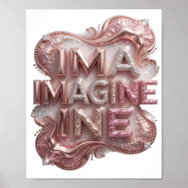 Klassisk Rosa IMAGINE Poster (Framsidan)