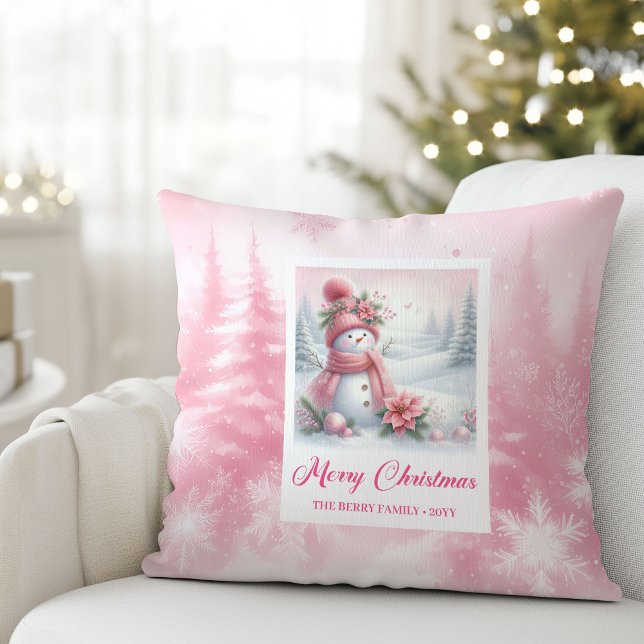 Klassisk Rosa jul mysig vinter skog barn present j Kudde (Classic Pinkmas Cozy Winter Forest Kids Gift Holiday Christmas Pillow

)