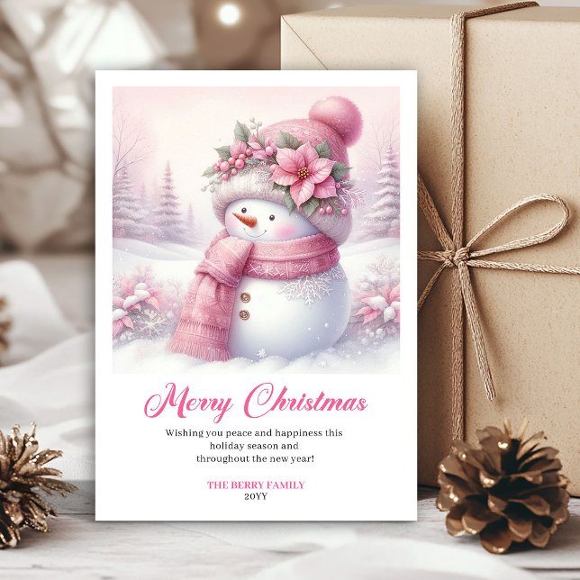 Klassisk Rosa Jul Redigerbar Festlig Scen Jul  Julkort (Classic Pinkmas Editable Festive Scene Christmas Greeting Card

)
