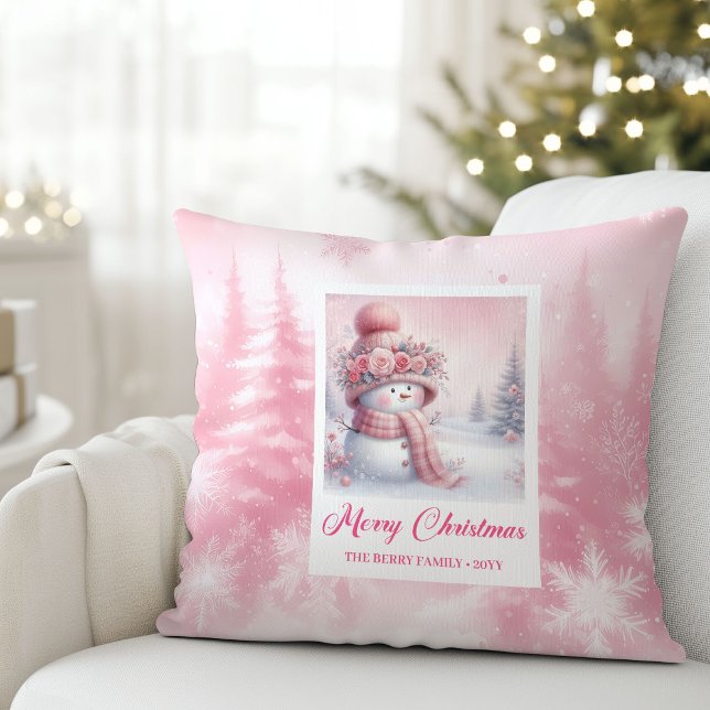 Klassisk Rosa Jul Skog Barnpresent  Kudde (Classic Pinkmas Cozy Winter Forest Kids Gift Pillow

)