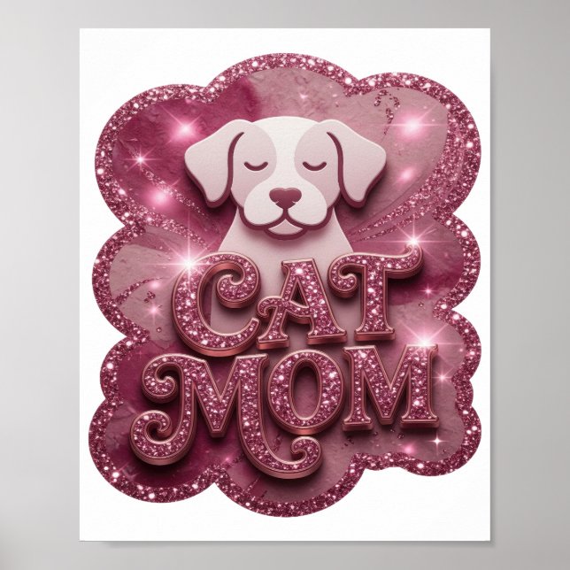 Klassisk Rosa KATT MAMMA Poster (Framsidan)