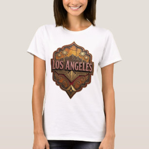 Klassisk Rosa LOS ANGELES Konstnärlig Motiv T Shirt