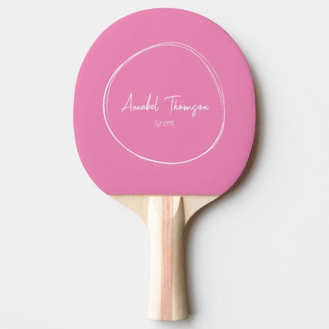 Klassisk Rosa med Namn i Utsedd Cirkel Pingisracket (Framsidan)