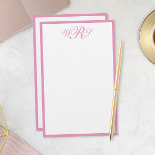 Klassisk rosa monogram brevpapper