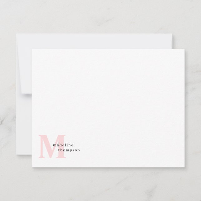 Klassisk  Rosa Monogram Namn Typografi Anteckningskort (Framsida)