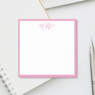 Klassisk rosa monogram post-it block