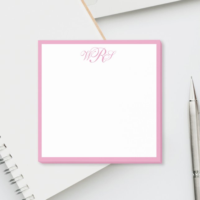 Klassisk rosa monogram post-it block (Skapare uppladdad)