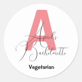 Klassisk Rosa, namn och initial bachelorette Runt Klistermärke