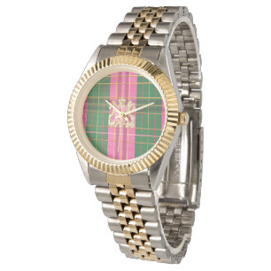 Klassisk Rosa och Grönt med Anpassningsbar Monogra Armbandsur