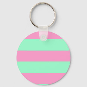 Klassisk Rosa och Mint Grönt stripe Mönster Nyckelring