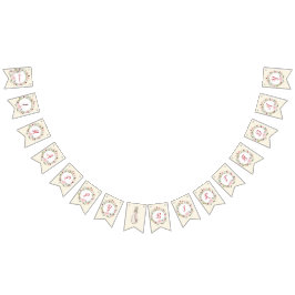 Klassisk Rosa Peter på Kaninens Blommigt Birthday Vimplar