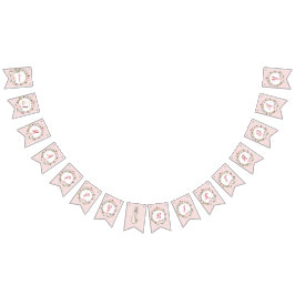 Klassisk Rosa Peter på Kaninens Blommigt Birthday Vimplar