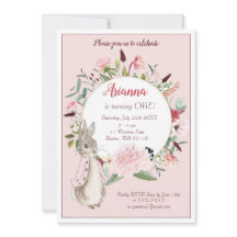 Klassisk Rosa Peter Rabbit Blommigt Birthday