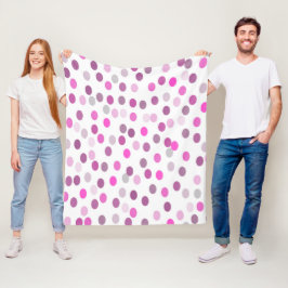 Klassisk Rosa Polka dots på vitt Fleecefilt