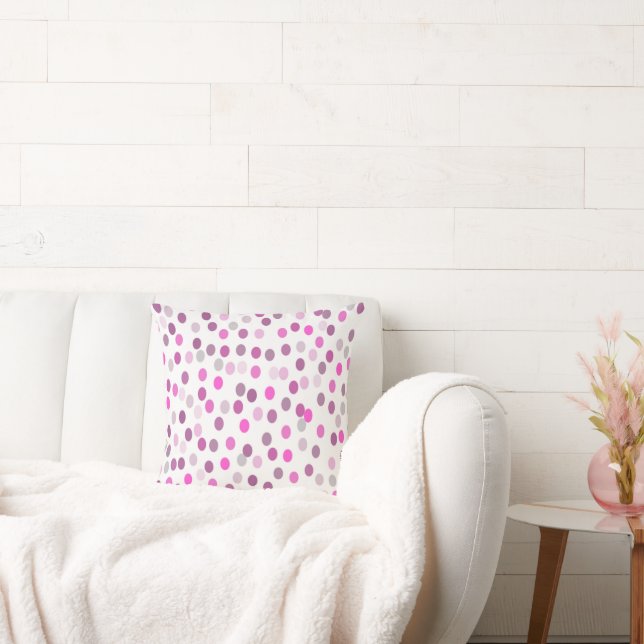 Klassisk Rosa Polka dots på vitt Kudde (Soffa)