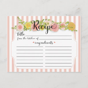 Klassisk Rosa Rand med Ro Recept Card Vykort
