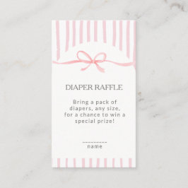 Klassisk Rosa Ränder & Bow Diaper Lotteri Tilläggskort