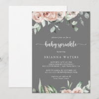Klassisk rosa ros Blommig grå babyprydnad 