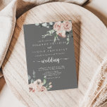 Klassisk Rosa ros Blommigt Grått Bröllop Inbjudningar<br><div class="desc">Den här klassiska bröllopsinbjudan till rosa ros blommigt avslappnad perfekt för ett bröllop. Konstruktionen har elegant vattenfärgsdamm i rosa ros och grönt bladverk,  väl sammansatt i vackra buketter med grått bakgrund.</div>