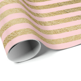 Klassisk Rosa ros Guld Linjer Rand Paris Presentpapper