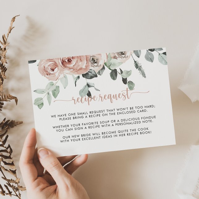 Klassisk rosa rosblommig bröllopsrecept förfrågan  tilläggskort (Skapare uppladdad)