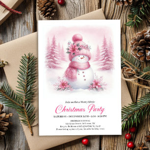 Klassisk Rosa Snömannen Barn Digital Julinbjudan Inbjudningar
