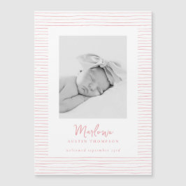 Klassisk Rosa, stripe Birth Notification Magnet