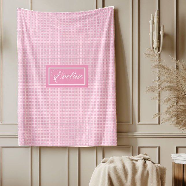 Klassisk Rosa Tartanfilt Personlig Elegant Fleecefilt (Classic Pink Tartan Blanket Personalized Elegant)