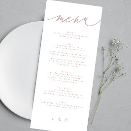 Klassisk Rosa Taupe Calligraphy Bröllop Meny