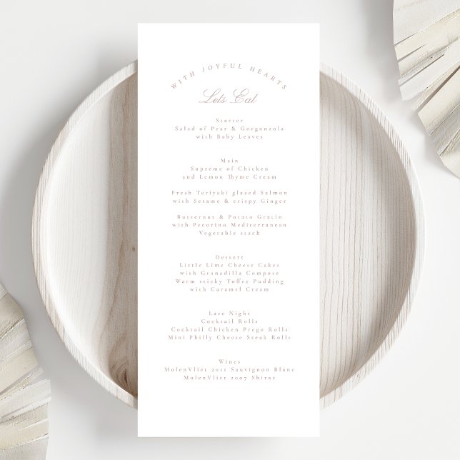 Klassisk Rosa Taupe Calligraphy Formal Bröllop Meny (Skapare uppladdad)