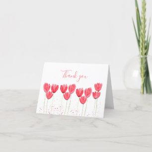 Klassisk Rosa Tulips Blommigt Bröllop Tack Kort