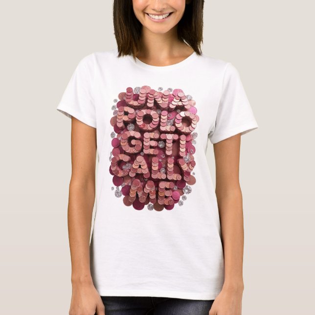 Klassisk Rosa UNFOLD GET ME CALL ME 3D Text Konst T Shirt (Framsida)