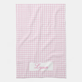 Klassisk Rosa & Vit Gingham | Personligt Namn Kökshandduk