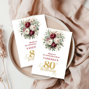 Klassisk Rosabrännvin 80-årsfirande Tack Kort