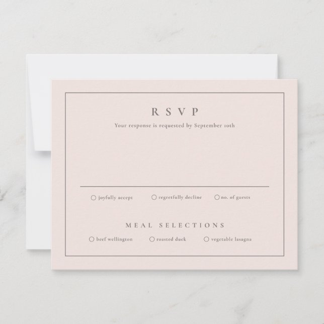 Klassisk rosabruden RSVP-kort (Framsida)