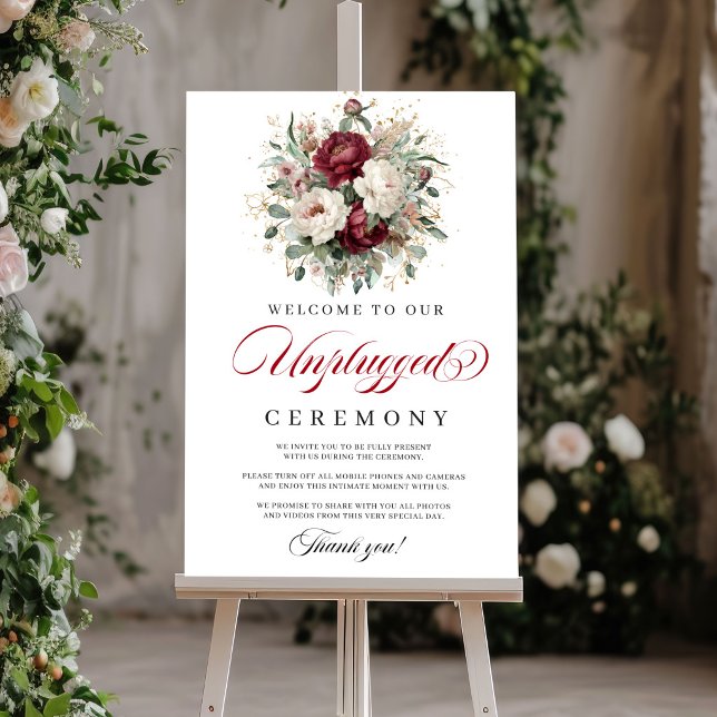 Klassisk rosaburgunder ceremoni posterskylt poster (Classic Blush Burgundy Ceremony Poster Sign)