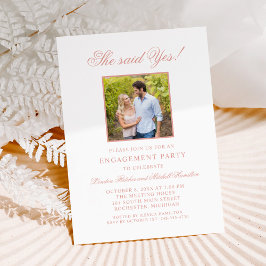 Klassisk Rose Gold She Said Yes Foto Inbjudningar