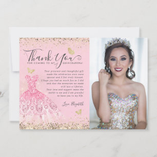 Klassisk rosé rosa guld glitter Quinceanera foto Tack Kort