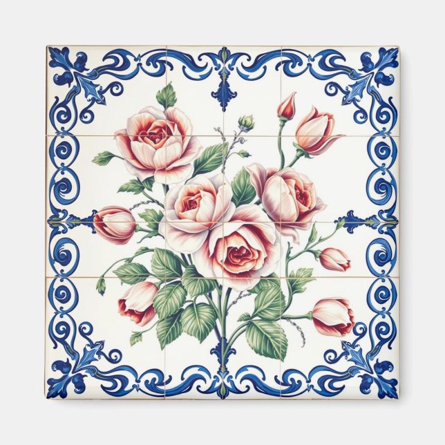 klassisk rosenbukettmagnet magnet (Framsidan)