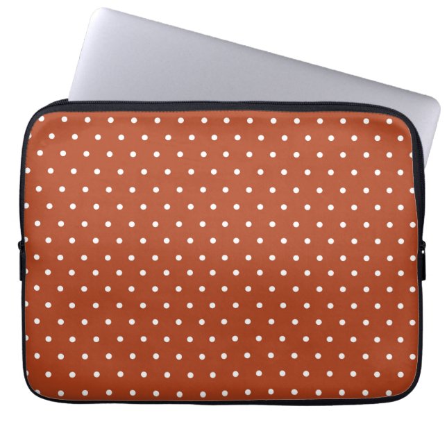Klassisk Rost Orange och Vit Prick Laptop Fodral (Framsidan)