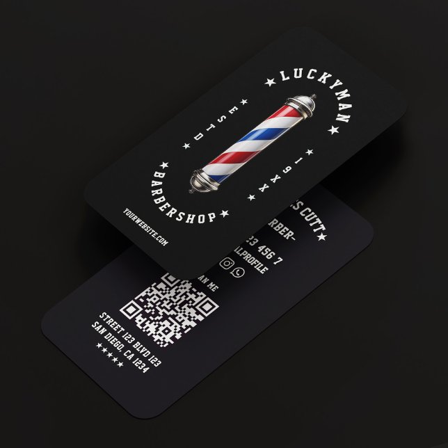 Klassisk Rött vitt blått Barber Pole Barbershop Visitkort (Classic Red White Blue Barber Pole Barbershop Business Card
)